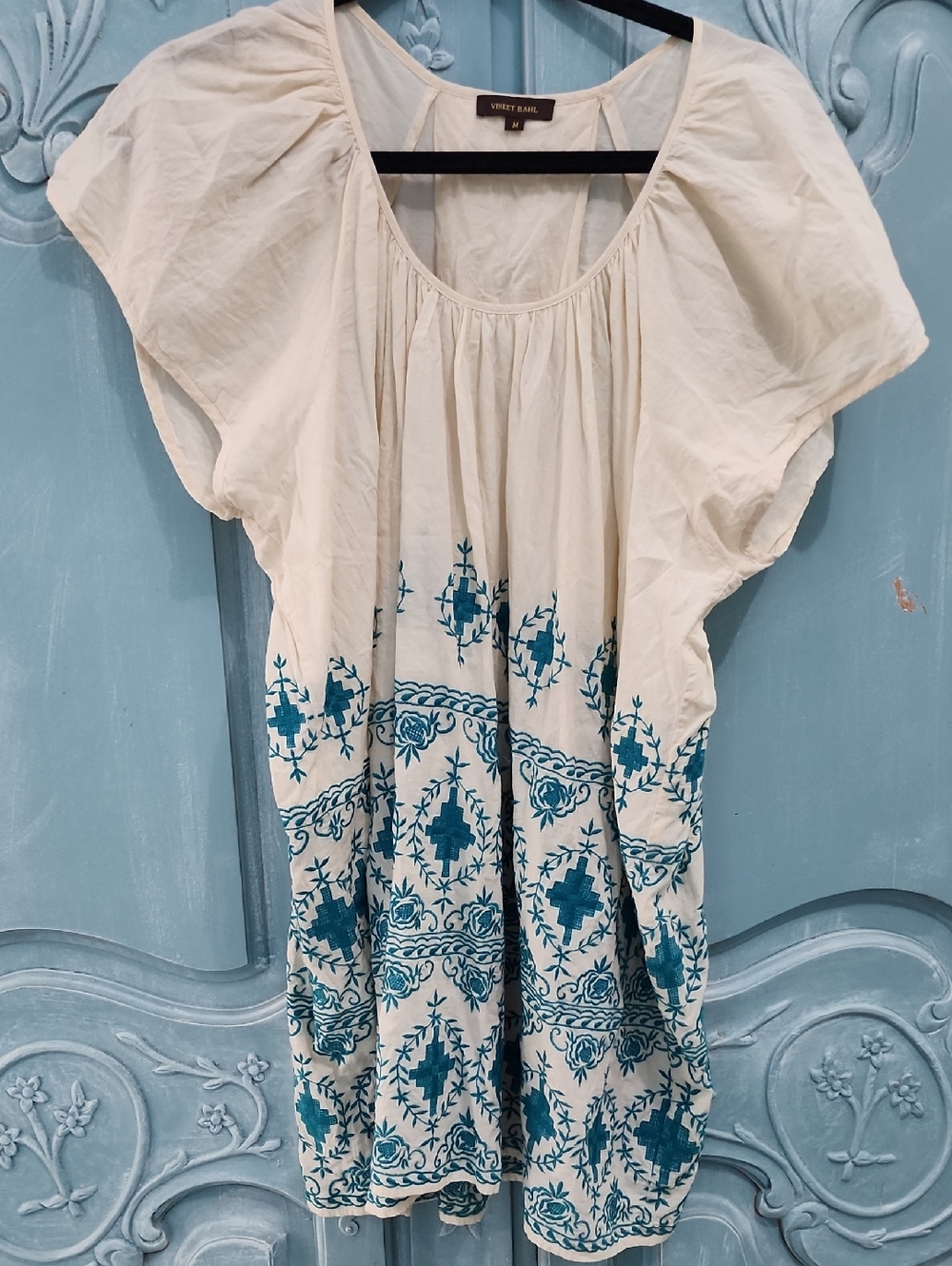 Vineet Bahl Cream Turquoise Tunic Embroidered